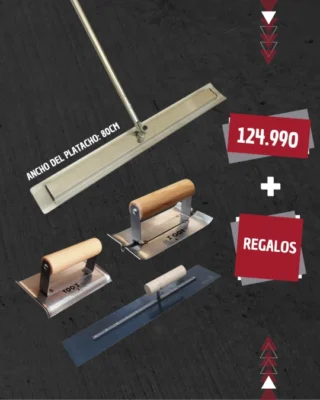 Promoción Platacho de Acero Inoxidable con Giro 360 TZN008 con Regalos (incluye Llana de enlucido Ranurador y Rodón)