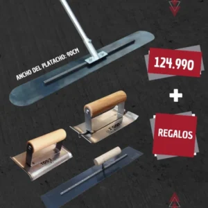 Promoción Platacho de Acero para Hormigón TZN004 con Regalos (incluye Llana de enlucido Ranurador y Rodón)