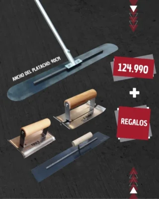 Promoción Platacho de Acero para Hormigón TZN004 con Regalos (incluye Llana de enlucido Ranurador y Rodón)