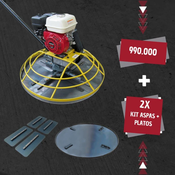 Helicóptero Alisador de Pavimento 36″ Motor Honda GX160 TZH003 con 2 set de aspas y platos