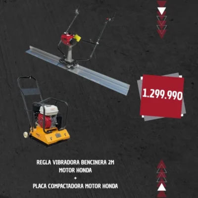Placa compactadora CP-140 y Regla Bencinera 2m motores Honda - CP-140+TZG001R-2R