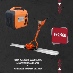 Regla Alisadora Eléctrica Vibradora de 2m y Un Generador Inverter de 3.5KW - TZV009-2R + GE-350